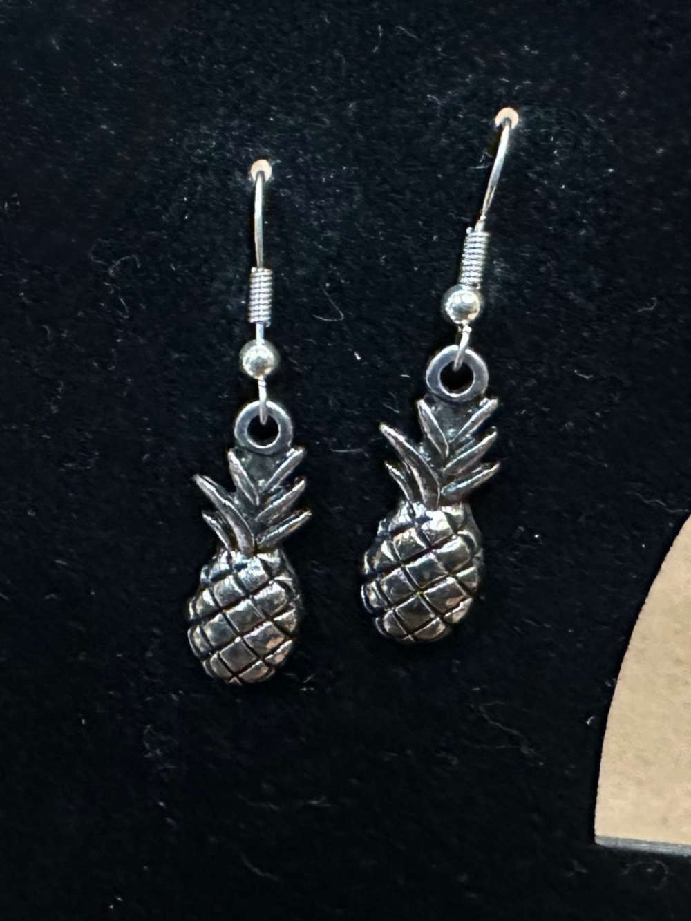 Pineapple Silver-tone Dangle Earrings